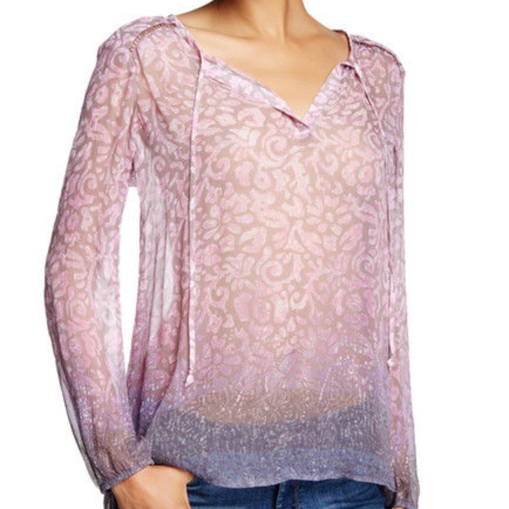 Lucky Brand Floral Print Ombre' Sheer Blouse